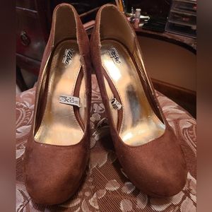 Brown Suede SOX-TAB Wedges 7.5